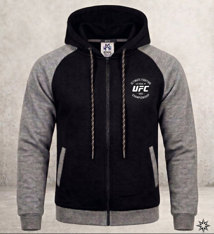 Chaqueta UFC combinada para hombre en color negro, vista frontal