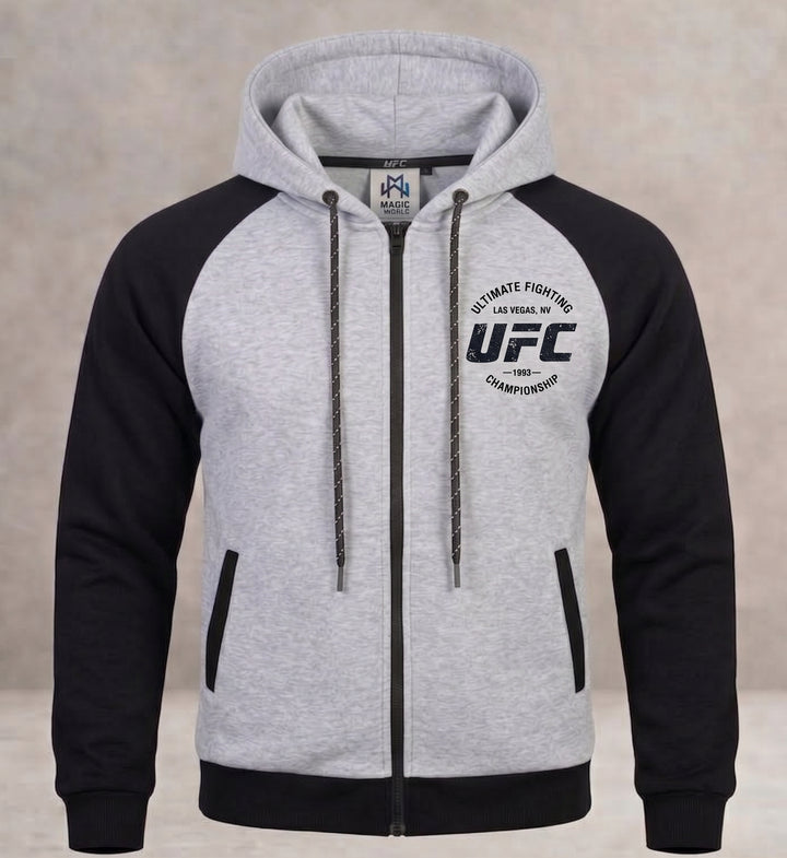 Chaqueta UFC combinada para hombre en color gris claro, vista frontal