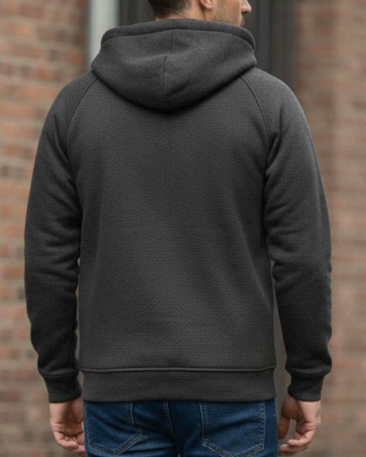 Chaqueta de moda casual para hombre en color gris oscuro, de espalda