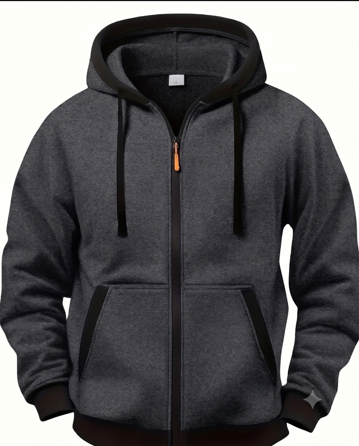 Chaqueta deportiva táctica en color gris oscuro, vista frontal