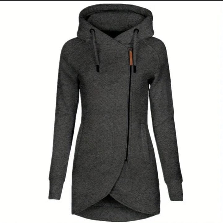 Chaquetón para dama en color gris oscuro, vista frontal